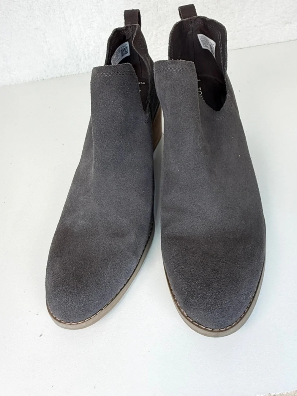 TOMS Gray Suede Wedge Booties Womens 11 Cutout Ankle Boots comfort stylish wedge